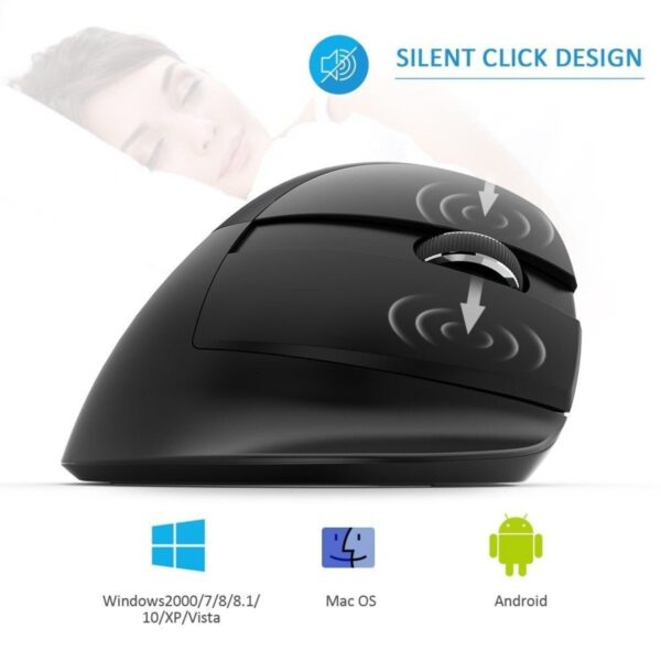 Bluetooth 4.0 & 2.4GHz Dual Mode Ergonomic Rechargeable Silent Click Vertical Mouse