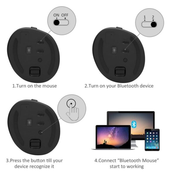 Bluetooth 4.0 & 2.4GHz Dual Mode Ergonomic Rechargeable Silent Click Vertical Mouse