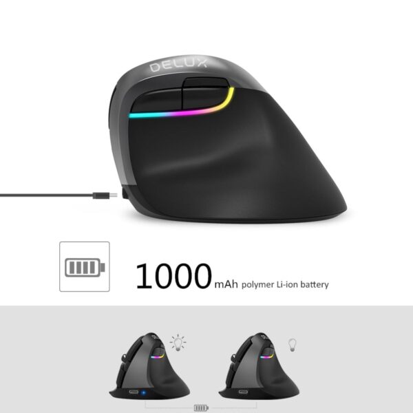 Bluetooth 4.0 & 2.4GHz Dual Mode Ergonomic Rechargeable Silent Click Vertical Mouse